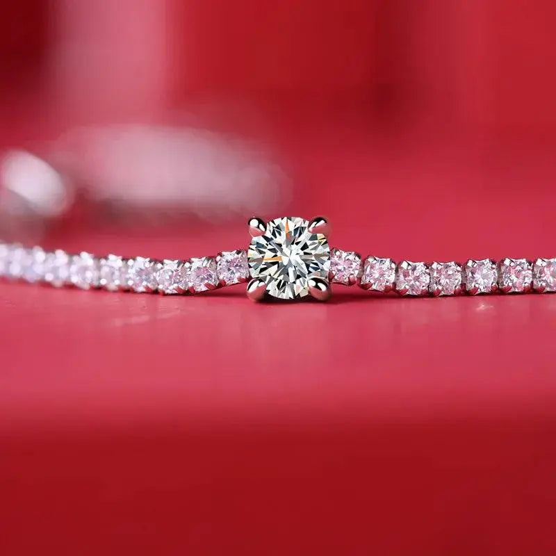0.9 Ct Moissanite 925 Sterling Silver Bracelet Engagement TETAEA