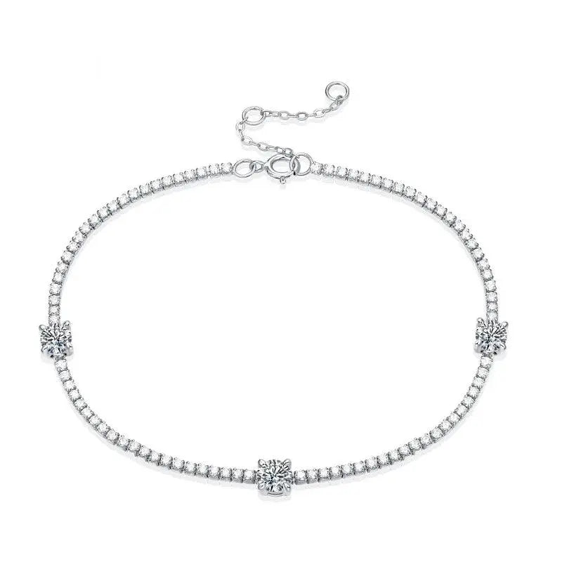 0.9 Ct Moissanite 925 Sterling Silver Bracelet Engagement TETAEA