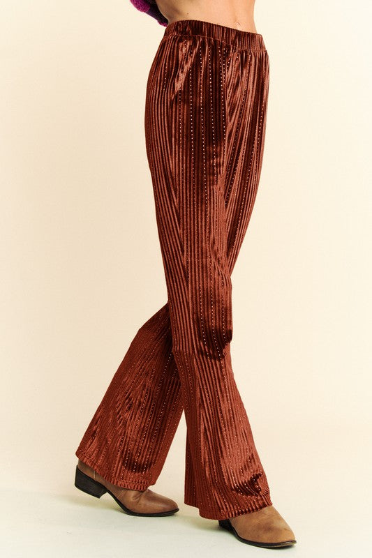 Davi & Dani Elastic Waist Knit Flare Pants Trendsi