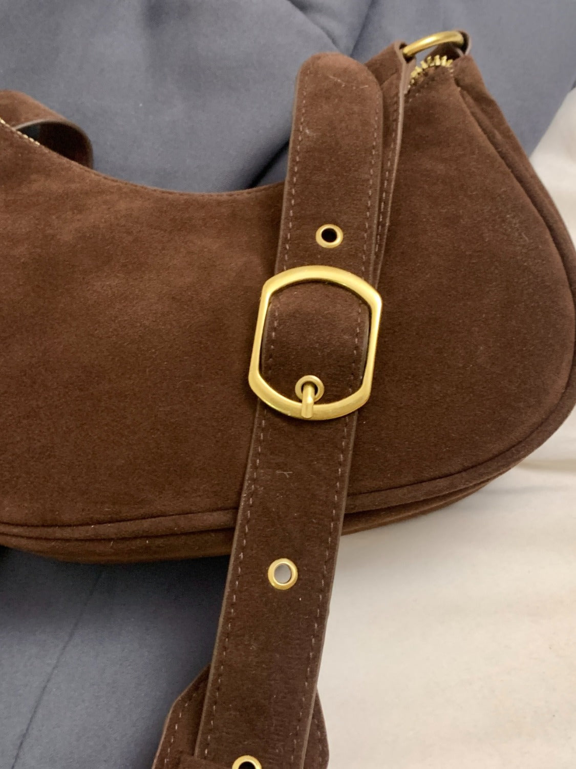 Suede Adjustable Strap Shoulder Bag - TETAEA