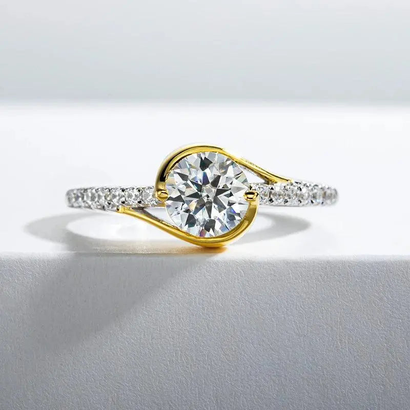 1 Carat Luxury Round All Moissanite Ring 925 Sterling Silver TETAEA