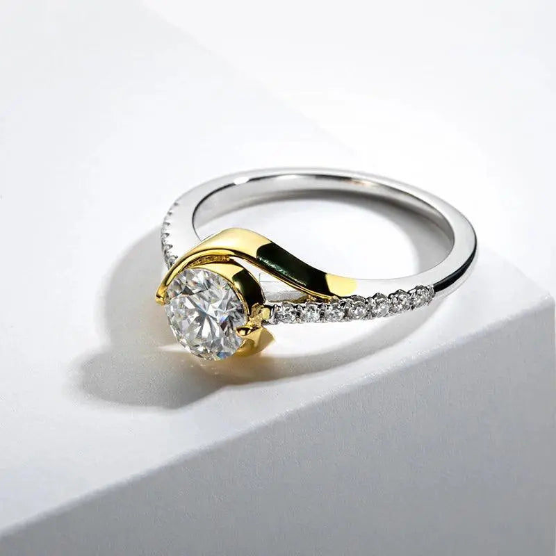 1 Carat Luxury Round All Moissanite Ring 925 Sterling Silver TETAEA