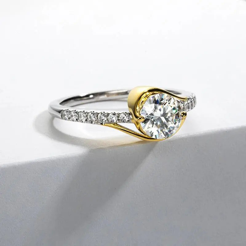 1 Carat Luxury Round All Moissanite Ring 925 Sterling Silver TETAEA