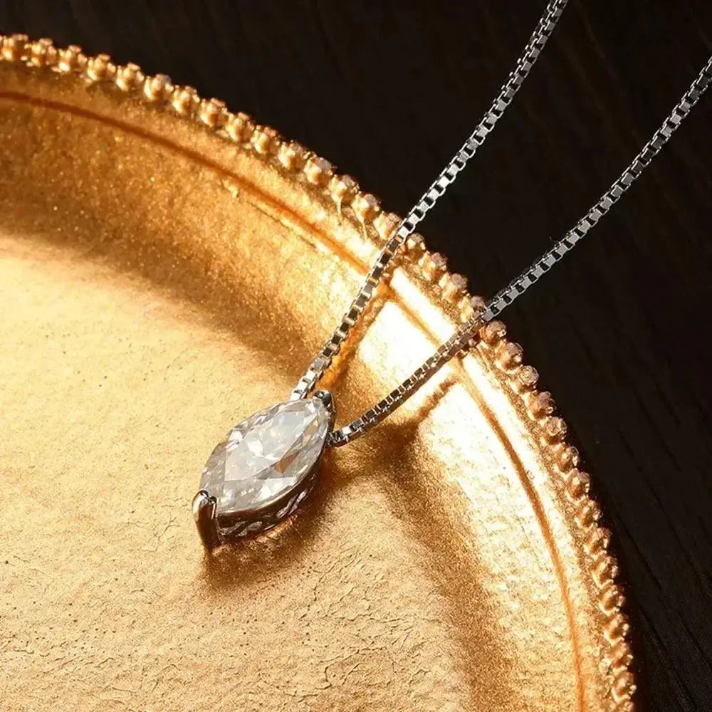 1 Carat Marquise Cut Moissanite Diamond Necklace for Women TETAEA