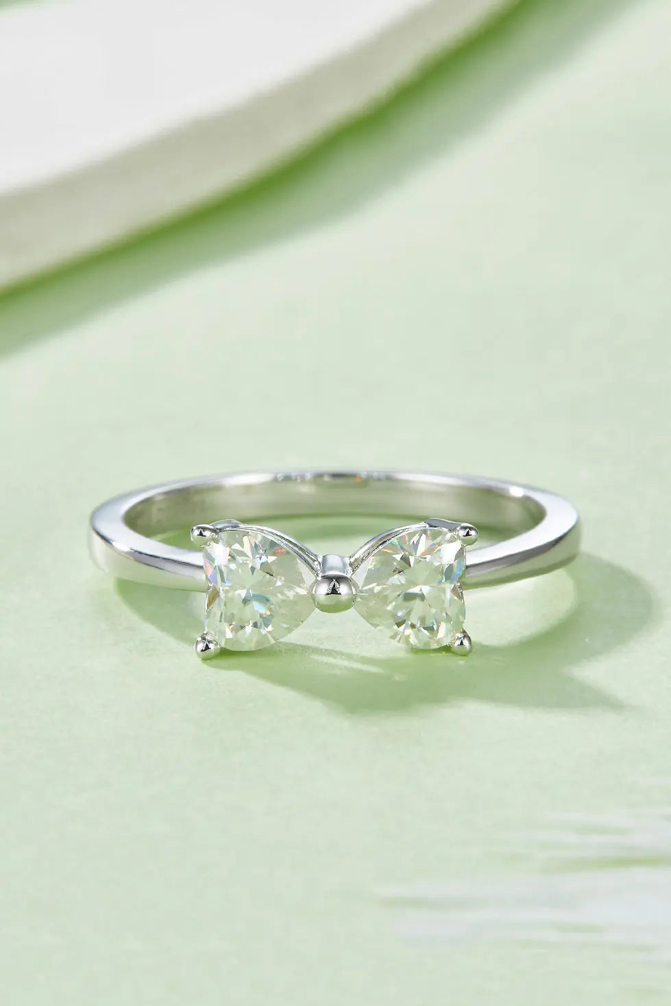 1 Carat Moissanite 925 Sterling Silver Bow Ring Trendsi