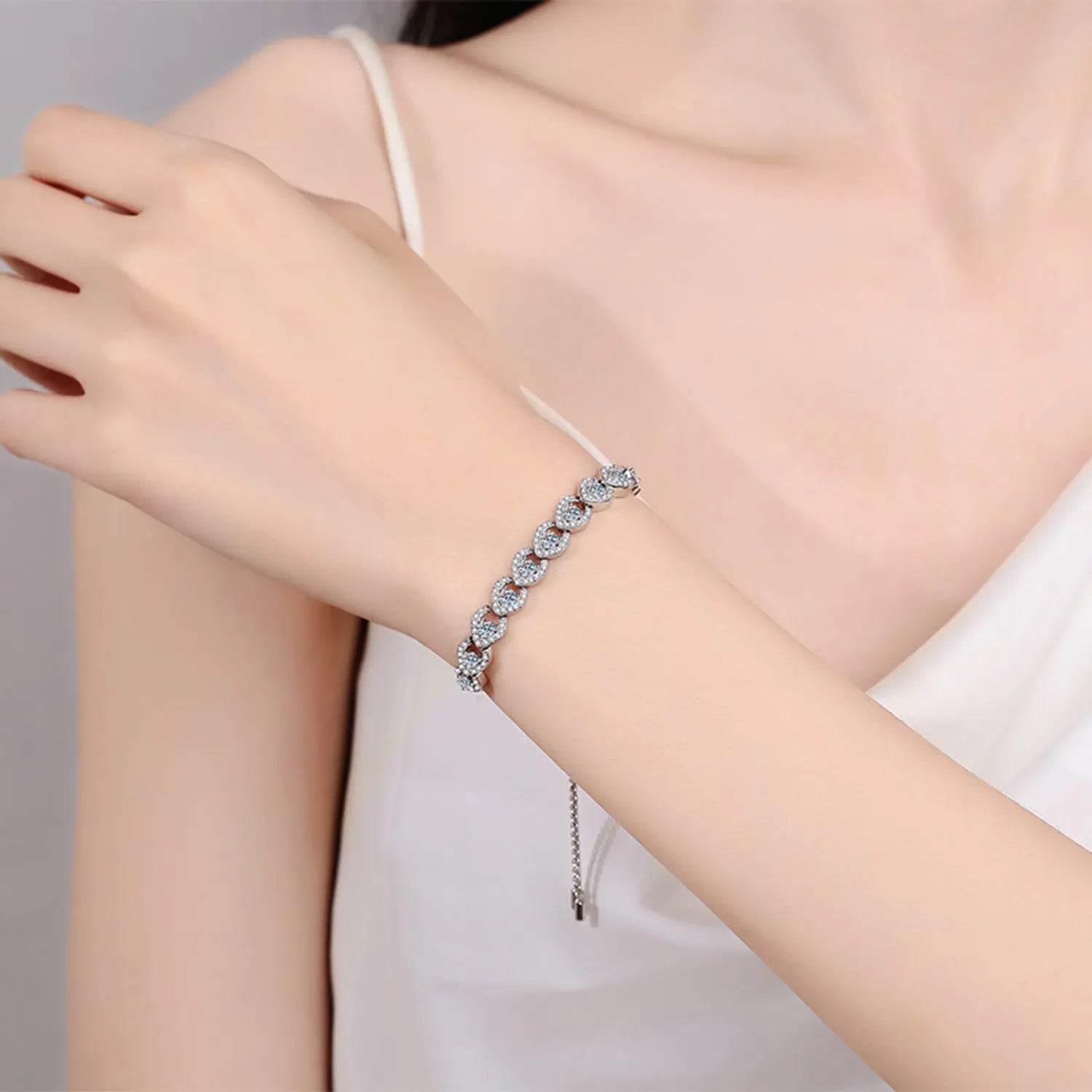 1 Carat Moissanite 925 Sterling Silver Bracelet Trendsi