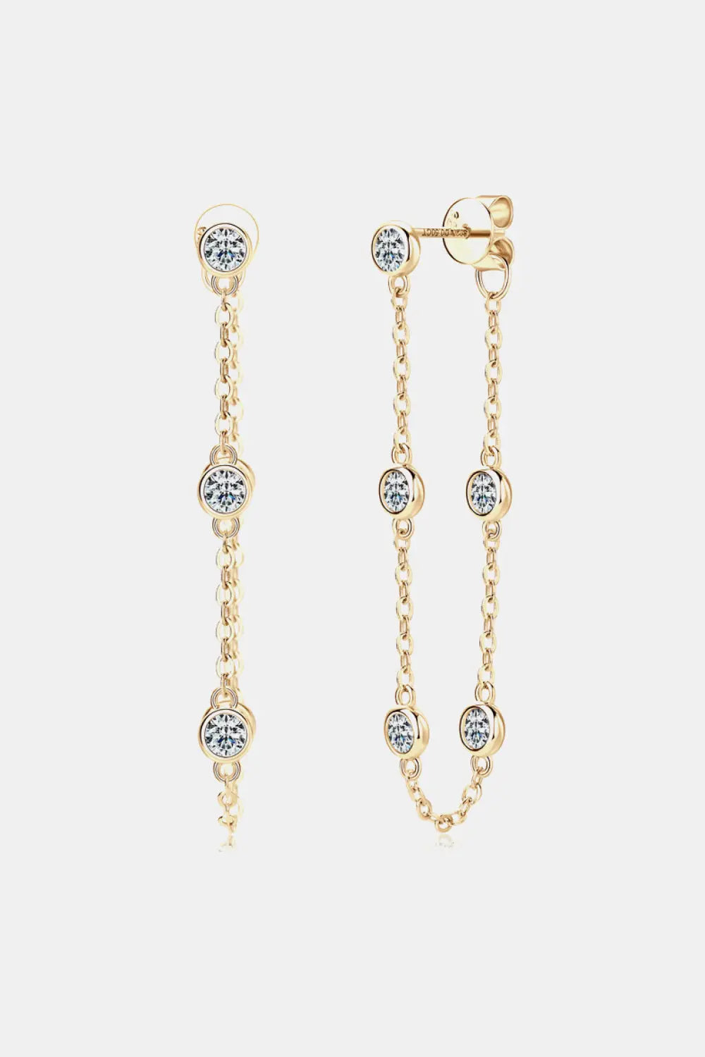 1 Carat Moissanite 925 Sterling Silver Chain Earrings Trendsi
