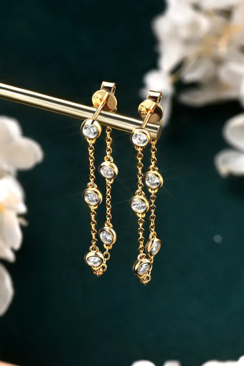 1 Carat Moissanite 925 Sterling Silver Chain Earrings Trendsi