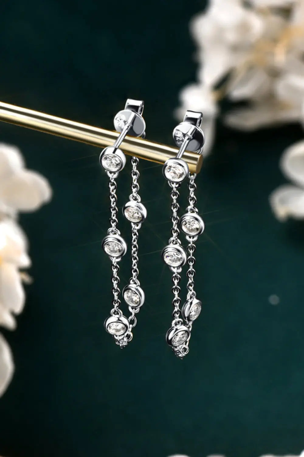 1 Carat Moissanite 925 Sterling Silver Chain Earrings Trendsi