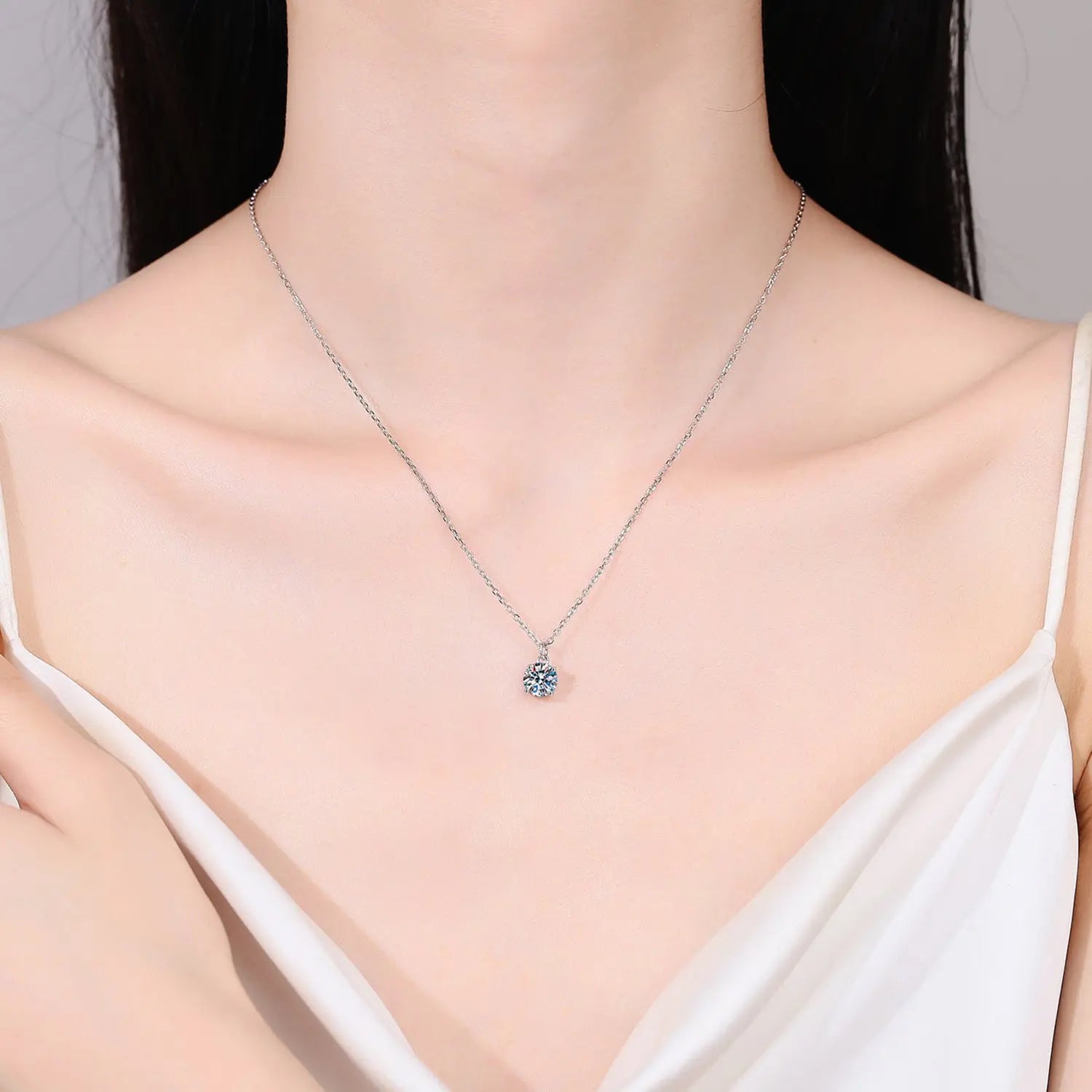 1 Carat Moissanite 925 Sterling Silver Necklace Trendsi