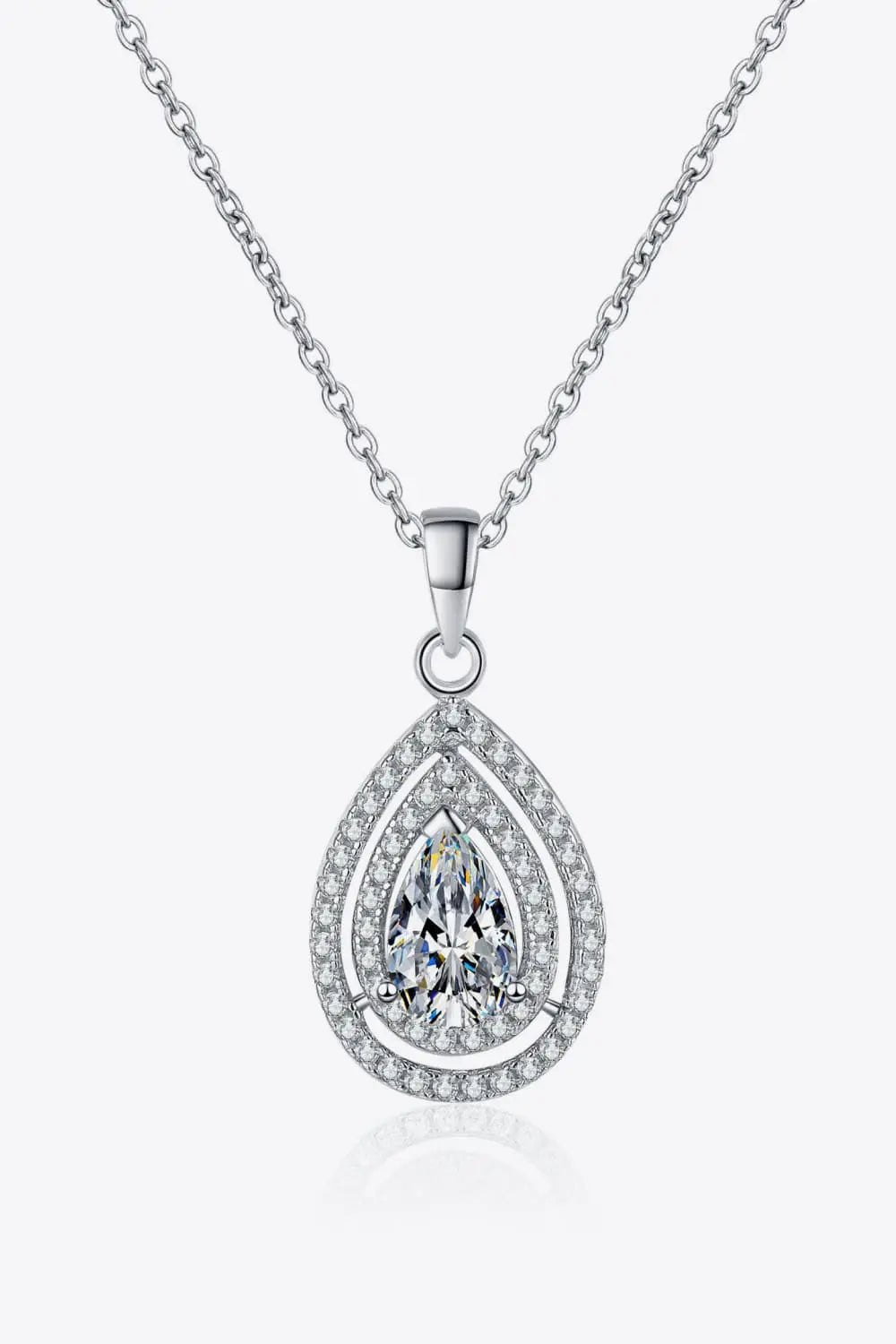 1 Carat Moissanite Teardrop Pendant Necklace Trendsi