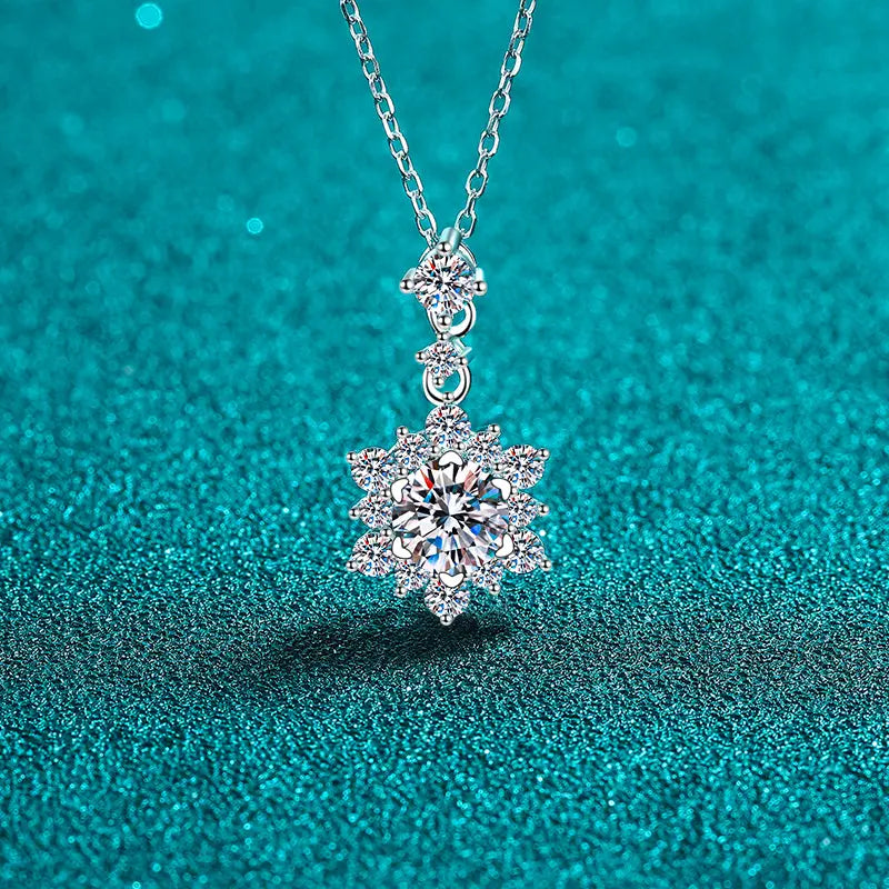 1 Carat Moissanite Zircon 925 Sterling Silver Necklace Trendsi