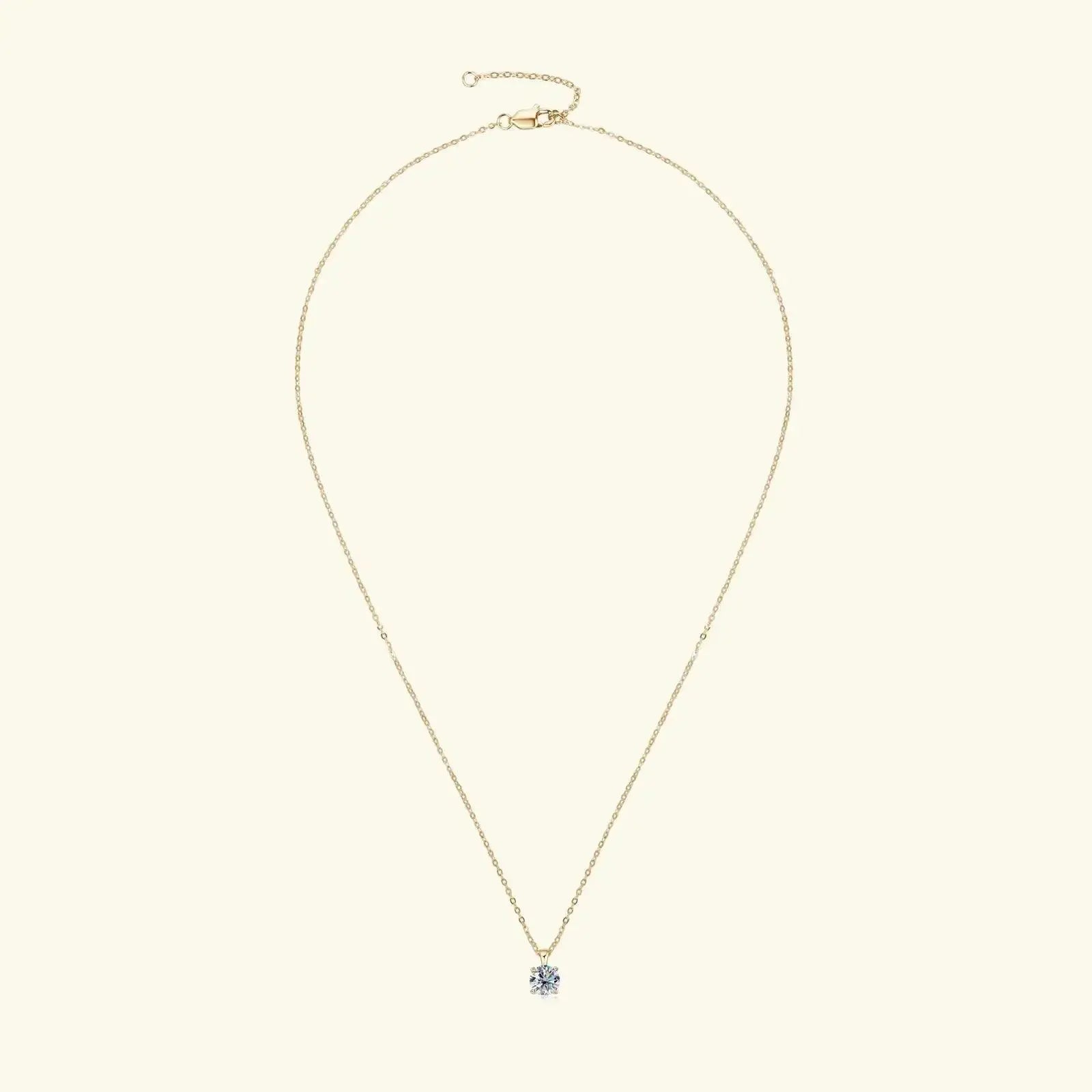 18k Gold Plated 6.5mm 1.0ct Moissanite Solitaire Pendants TETAEA