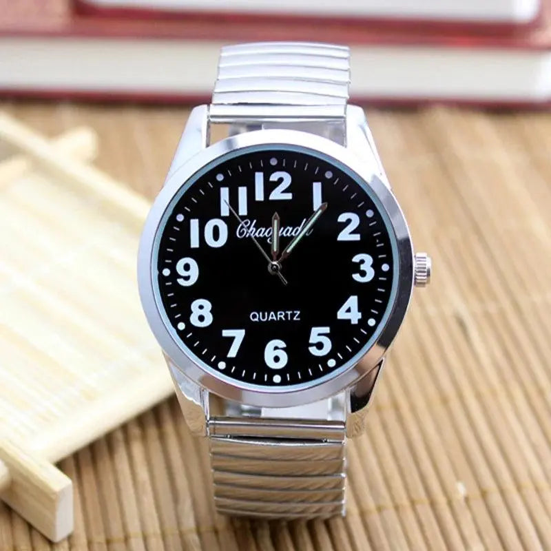 2024 Old Men Women Couples Watches Flexible Elastic Strap Fashion Simple Large Digital Stainless Steel Electronic Wristwatches TETAEA