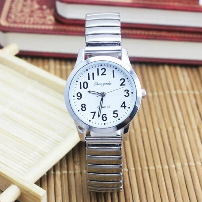 2024 Old Men Women Couples Watches Flexible Elastic Strap Fashion Simple Large Digital Stainless Steel Electronic Wristwatches TETAEA