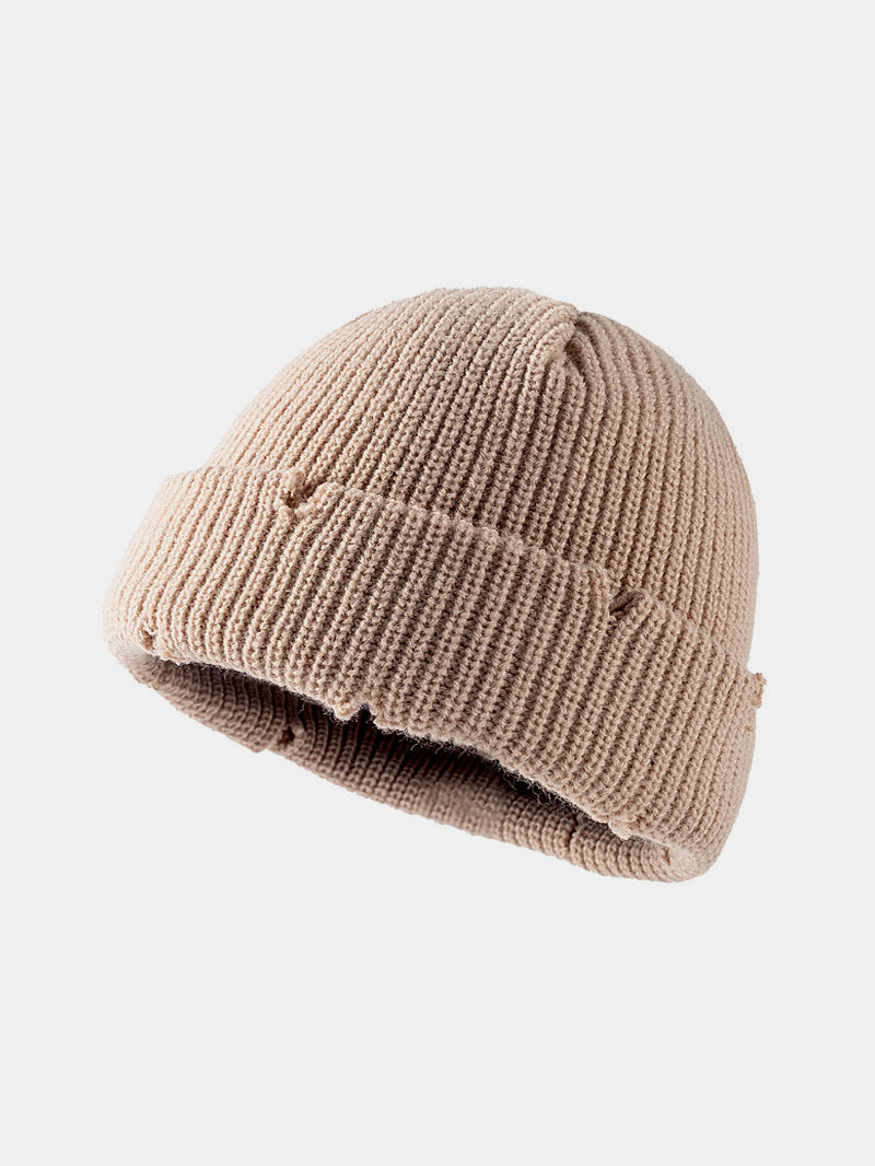 Distressed Cuffed Knit Hat Trendsi