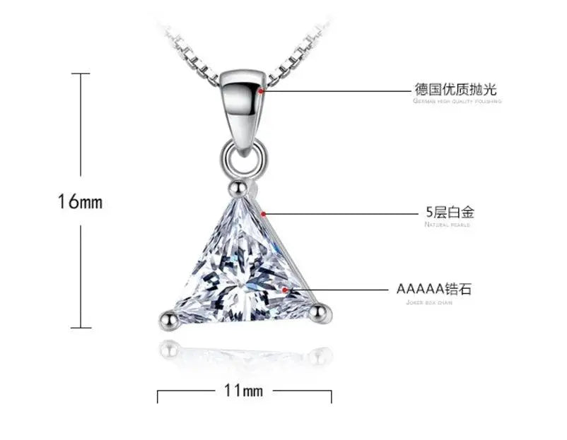 2ct Triangle Cut Moissanite Diamond Pendant TETAEA