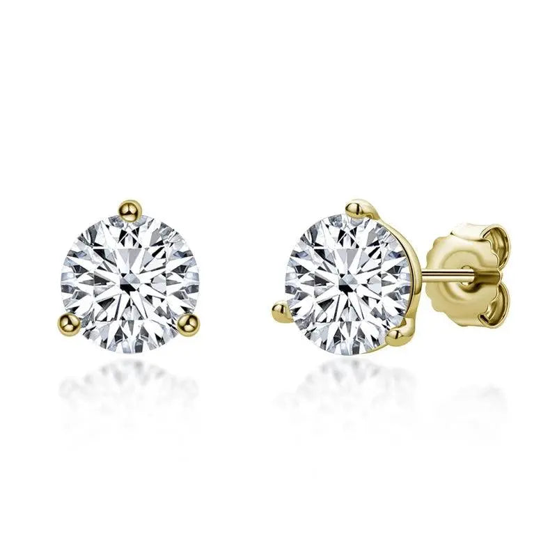 2ct Yellow Gold 925 Sterling Silver Fashion Stud Earrings TETAEA