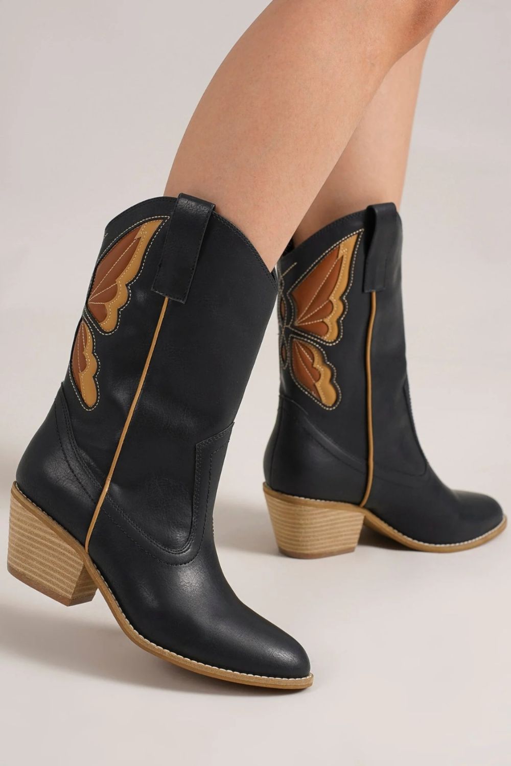 Beast Fashion Butterfly Cut Detail Point Toe Boots Trendsi