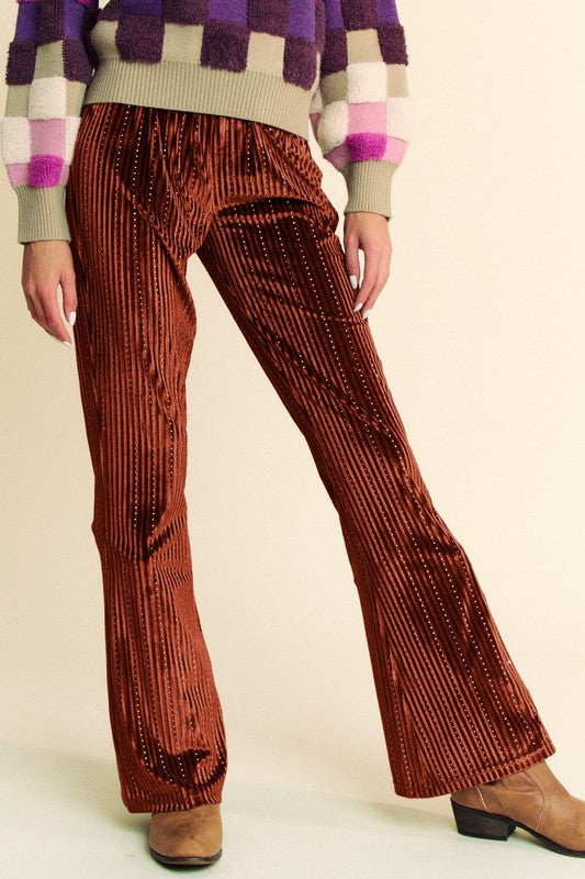 Davi & Dani Elastic Waist Knit Flare Pants Trendsi