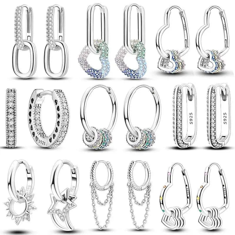 60 Types of Beautiful 925 Sterling Silver Earrings for Women Different Shape Earrings TETAEA