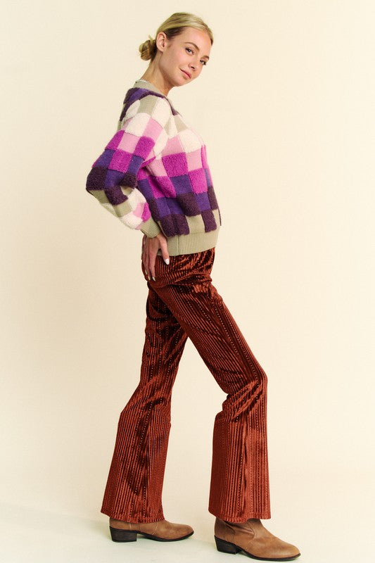 Davi & Dani Elastic Waist Knit Flare Pants Trendsi