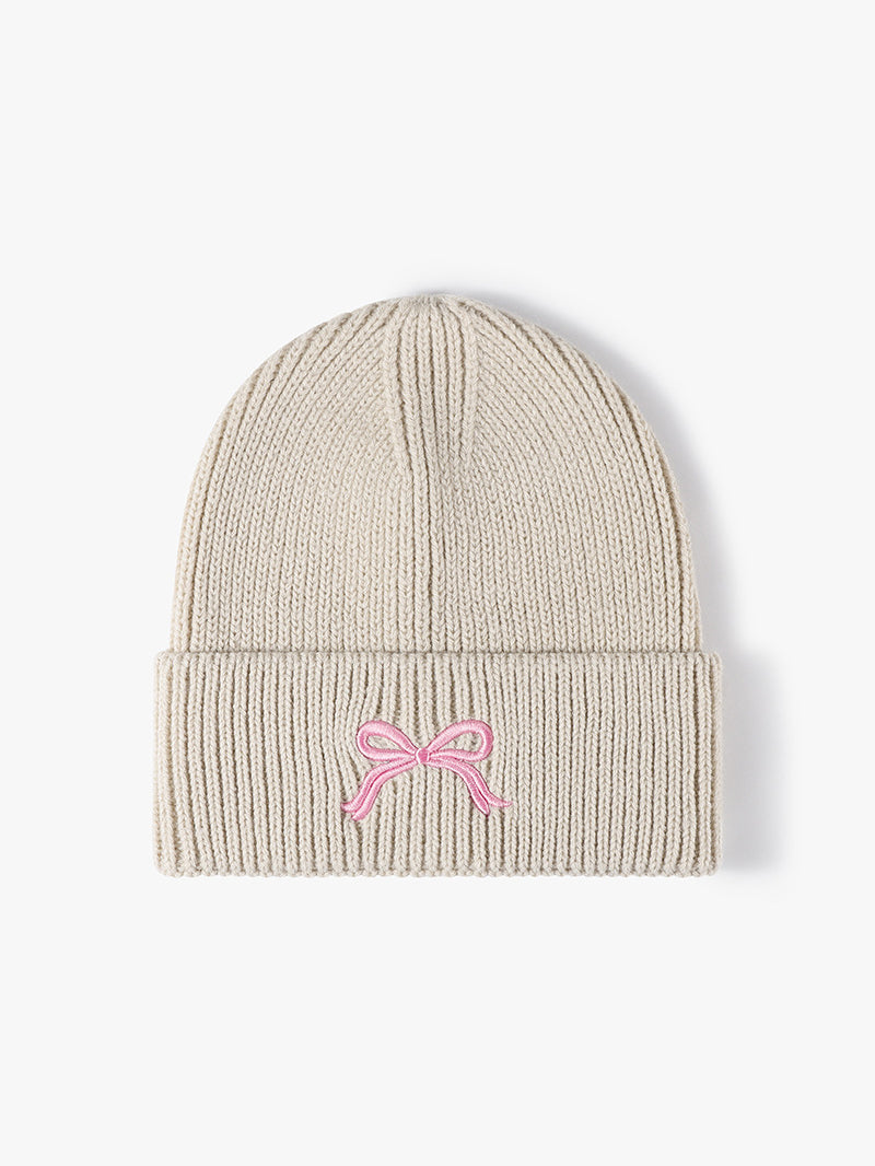Embroidered Bow Knit Hat Trendsi