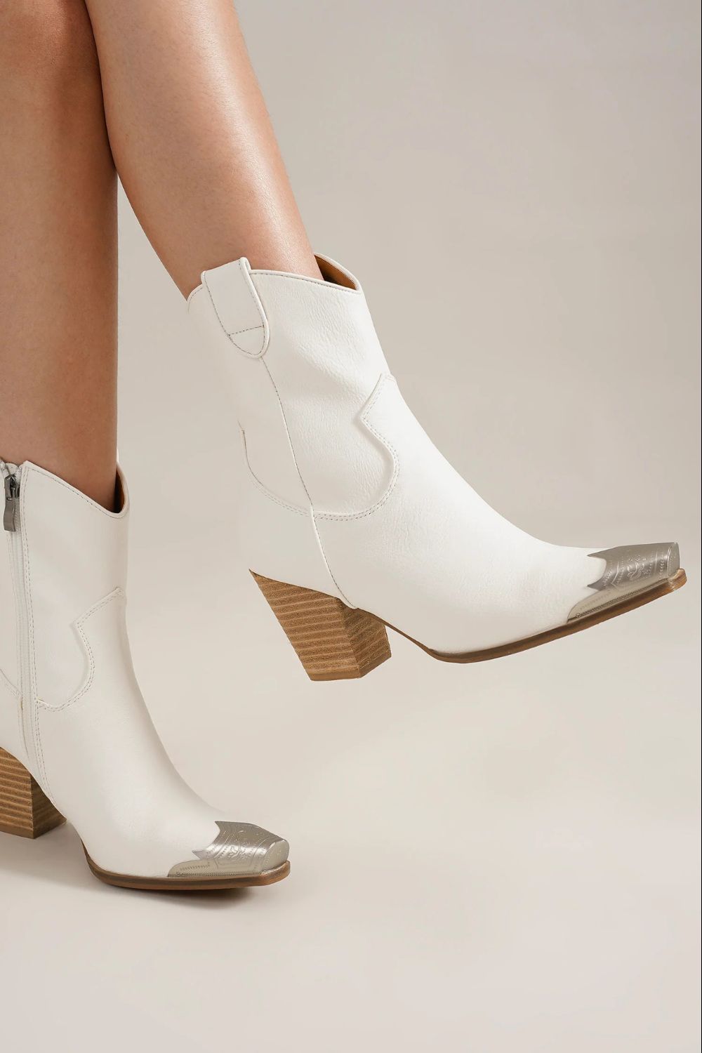 Beast Fashion Faux Leather Block Heel Boots with Side Zippers Trendsi