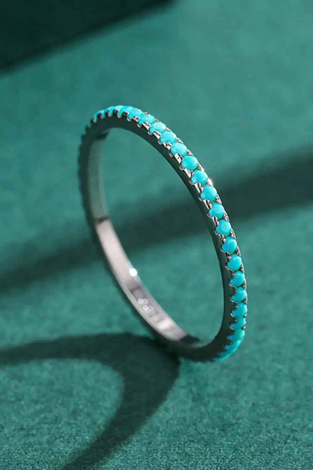 925 Sterling Silver Artificial Turquoise Ring - TETAEA