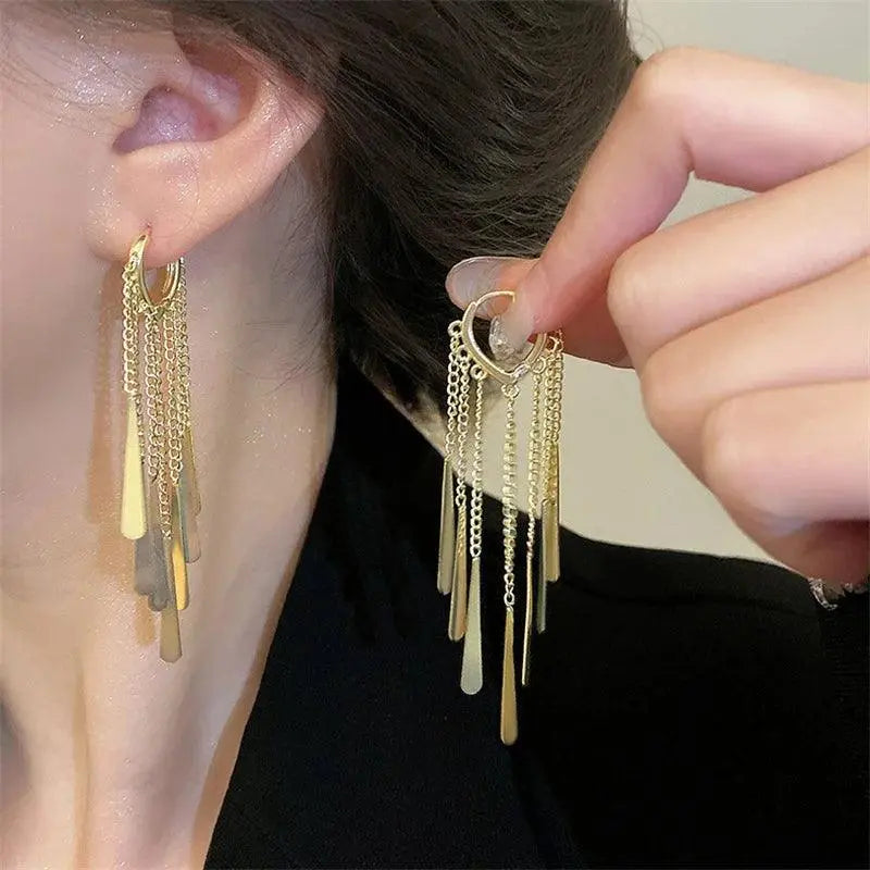 925 Sterling Silver Luxury Long Thin Stud Earrings with Elegant Design TETAEA