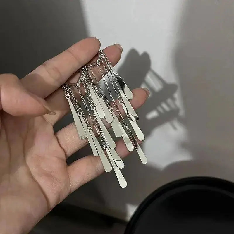 925 Sterling Silver Luxury Long Thin Stud Earrings with Elegant Design TETAEA