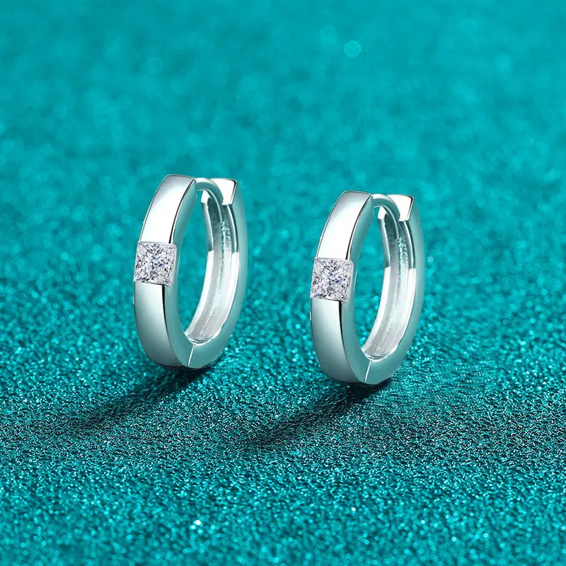 925 Sterling Silver Moissanite Huggie Earrings Trendsi