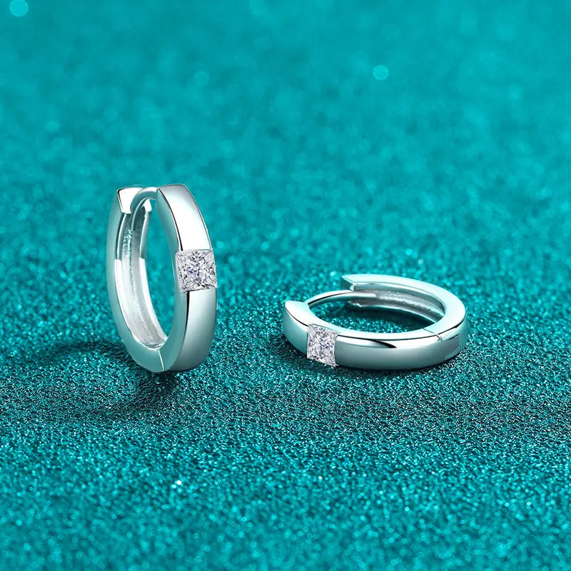 925 Sterling Silver Moissanite Huggie Earrings Trendsi
