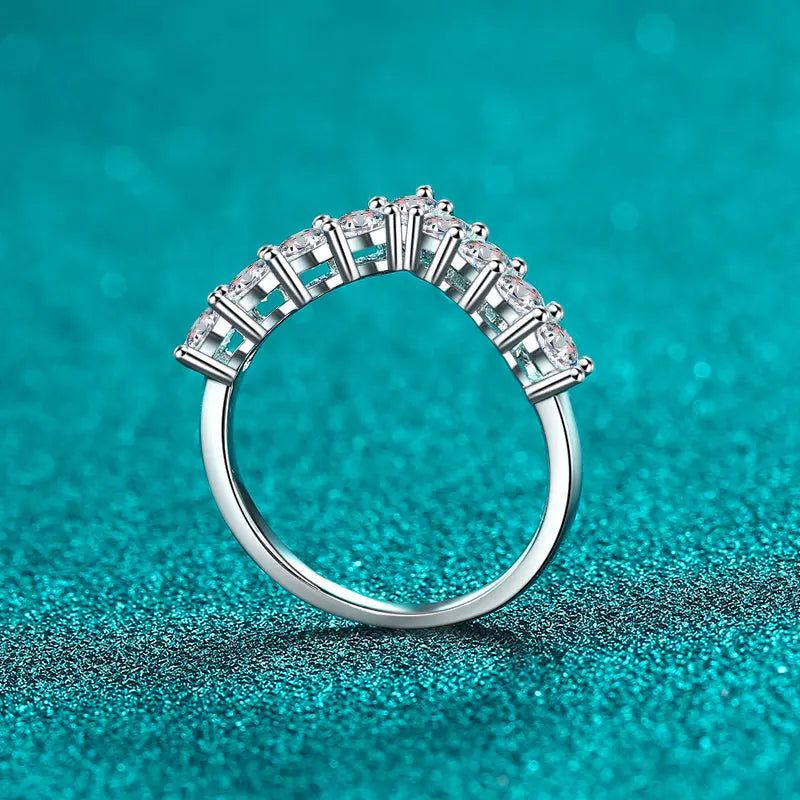 925 Sterling Silver Moissanite V Shape Ring Trendsi