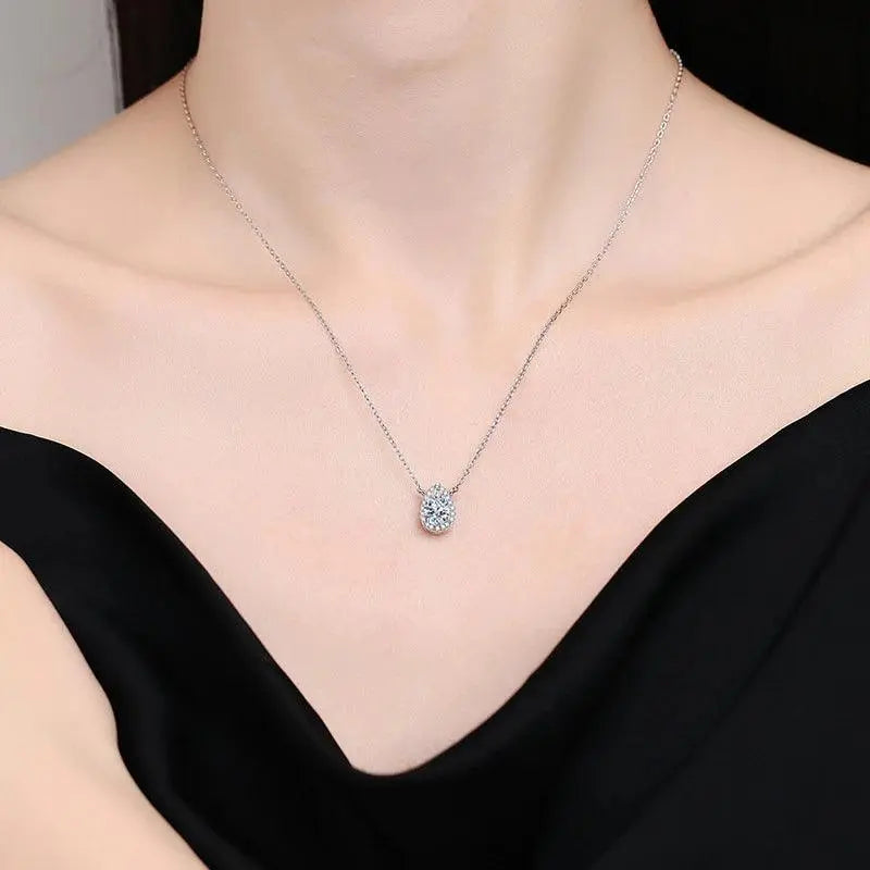 925 Sterling Silver Pear Shape Moissanite Diamond Pendant Necklace for Women TETAEA