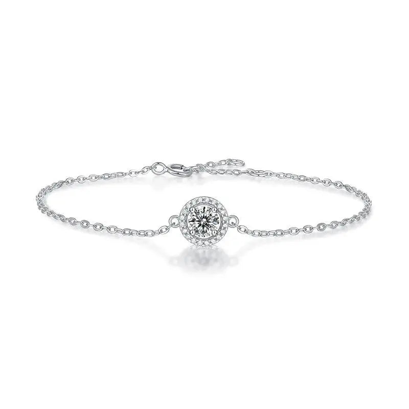 925 Sterling Silver Slim Bracelet with 0.5 Moissanite Stone TETAEA