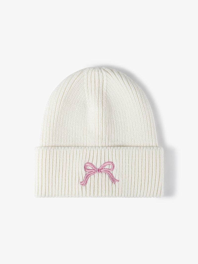 Embroidered Bow Knit Hat Trendsi