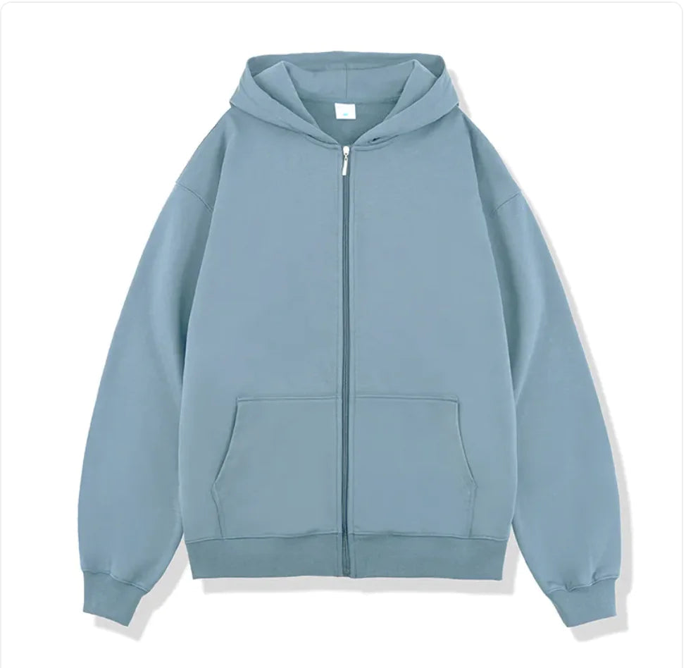 Autumn Winter Terry Hooded Zipper Sweater TETAEA