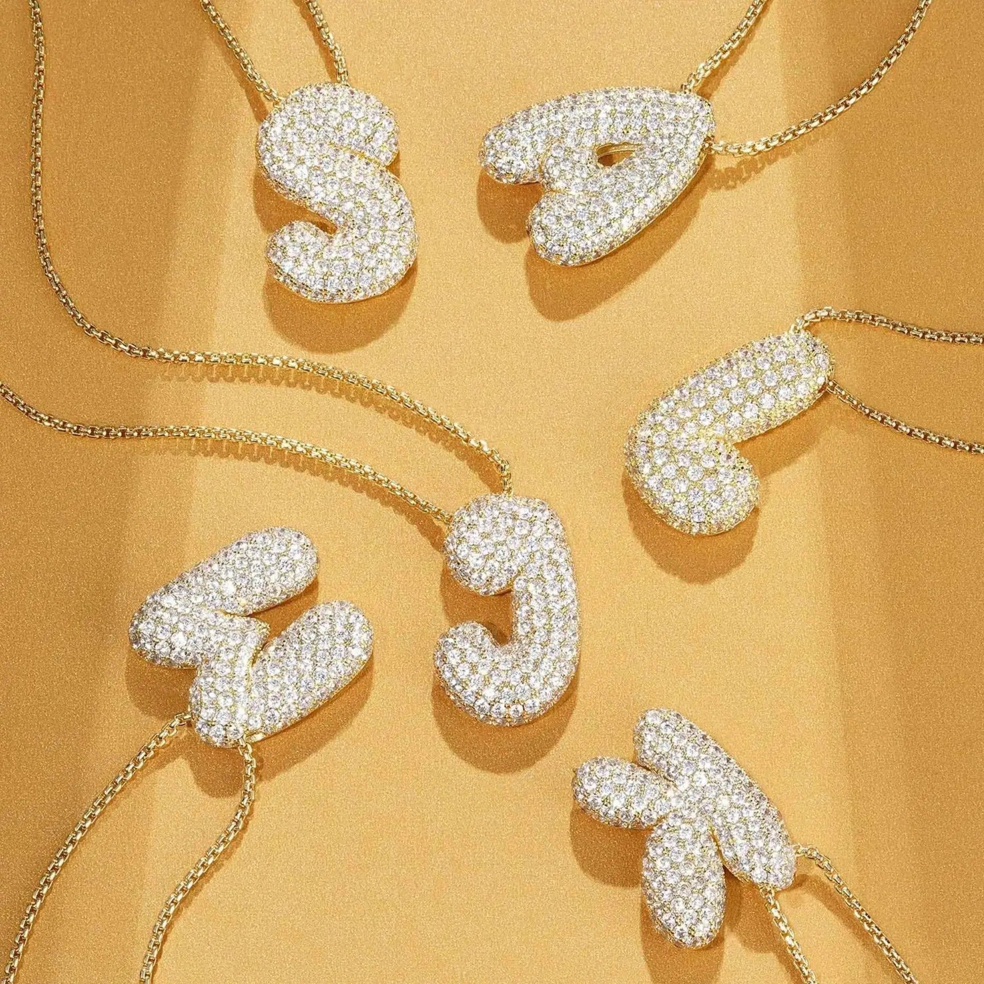 Big Luxury Silver 26 Letter English Alphabet Necklace TETAEA