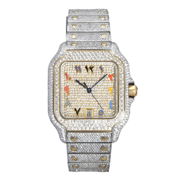 Cartier Santos Men's Luxury Square Stainless Steel Watch with Large Traditional Diamonds(clone) TETAEA