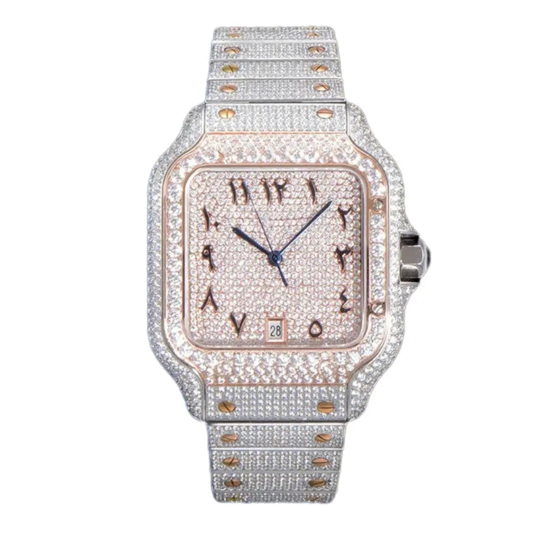 Cartier Santos Men's Luxury Square Stainless Steel Watch with Large Traditional Diamonds(clone) TETAEA