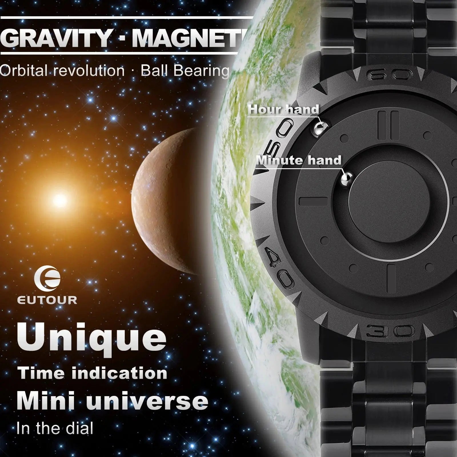 EUTOUR Watches Men Magnetic Watches 3D One Piece Quartz Luxury Watch TETAEA