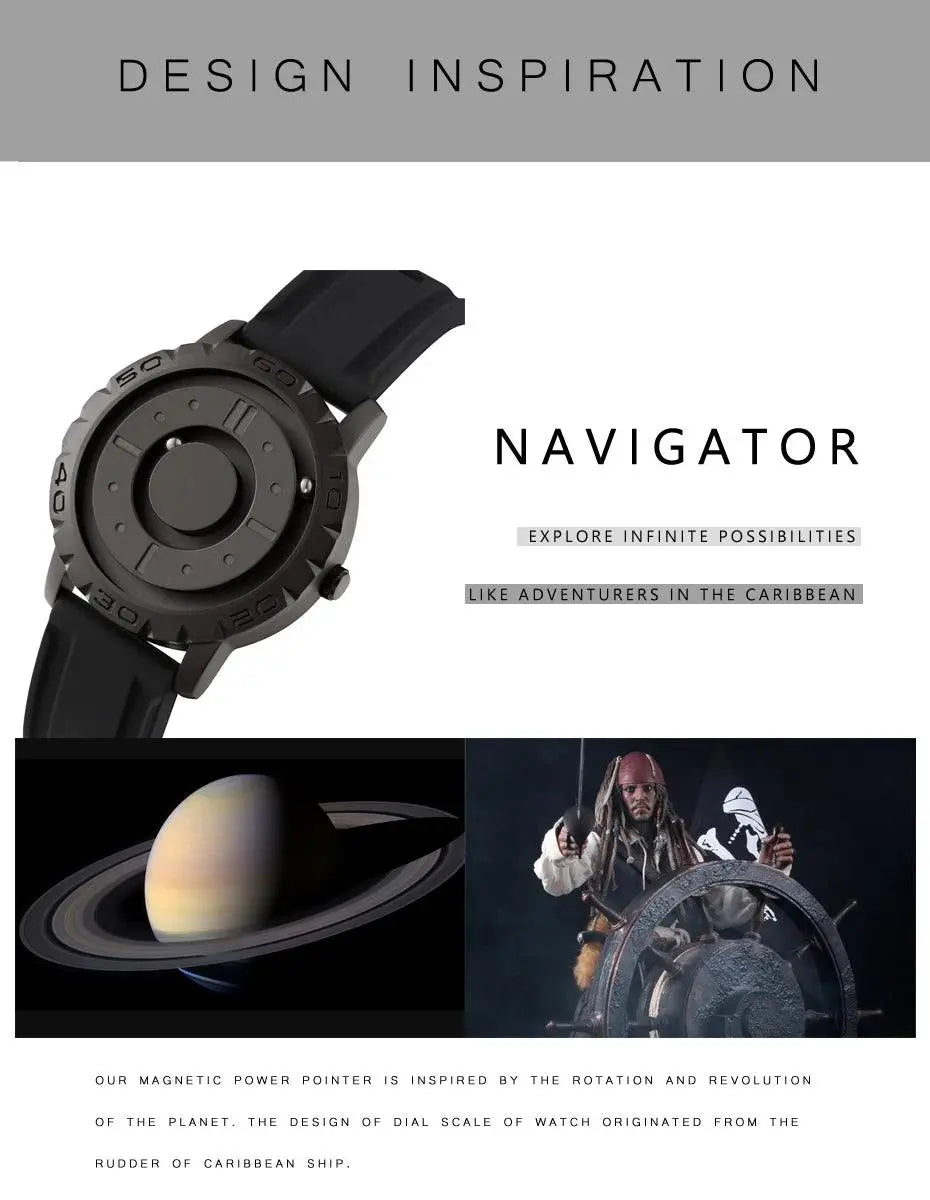 EUTOUR Watches Men Magnetic Watches 3D One Piece Quartz Luxury Watch TETAEA
