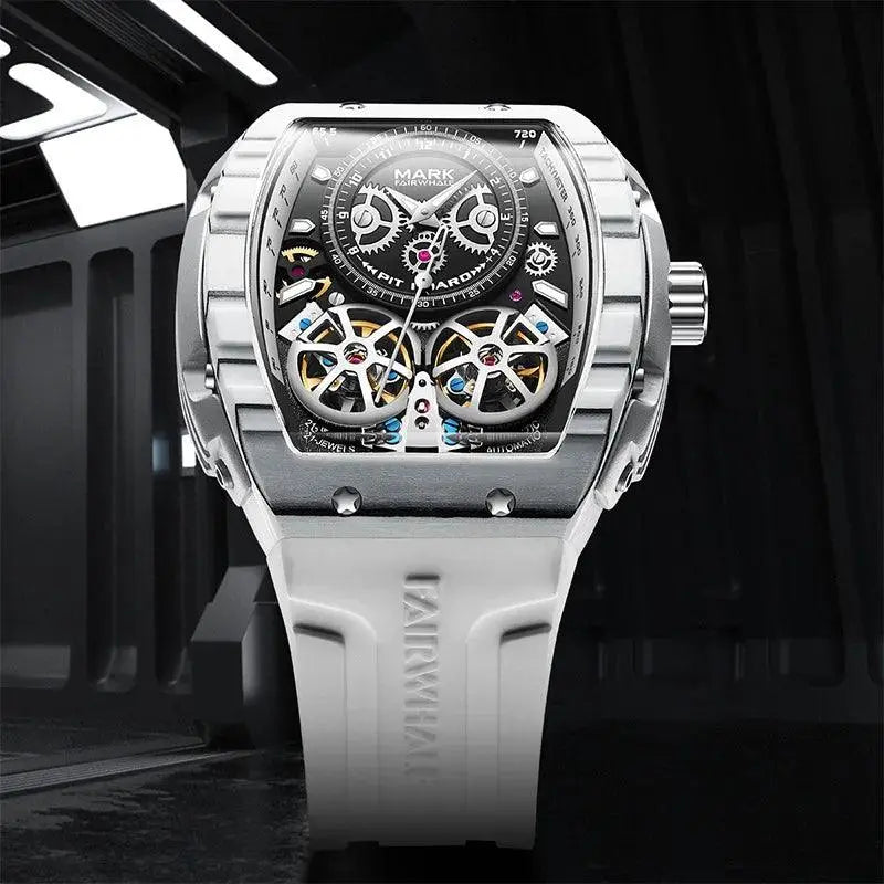 FAIRWHALE Fashion Mens Watches Carbon Fiber Dial Tourbillon Wristwatch Luxury Automatic Mechanical Watch for Men Reloj Hombre TETAEA