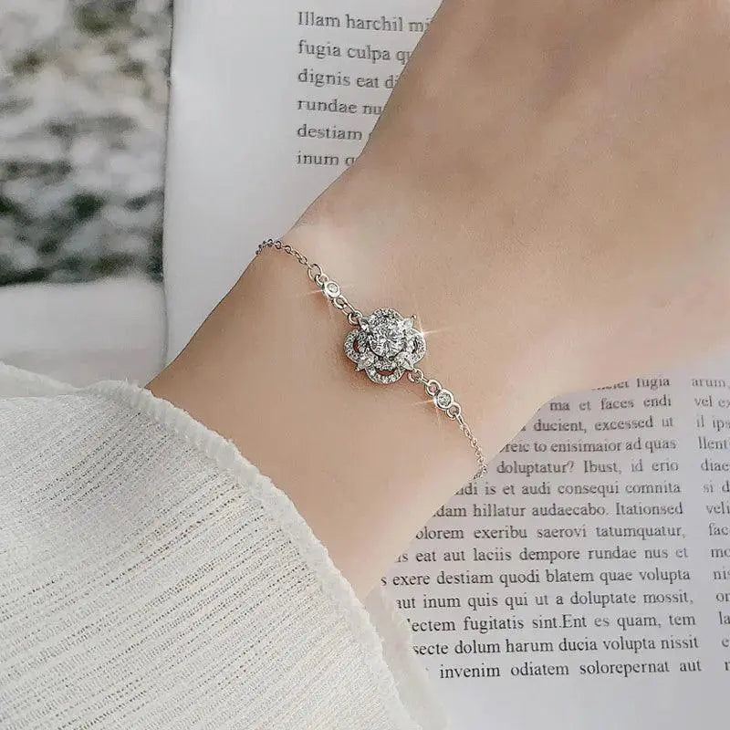 Four Leaf Clover Bracelet 925 Sterling Silver 0.5 Carat Moissanite Chain&lind Bracelets Women Anniversary Gift TETAEA