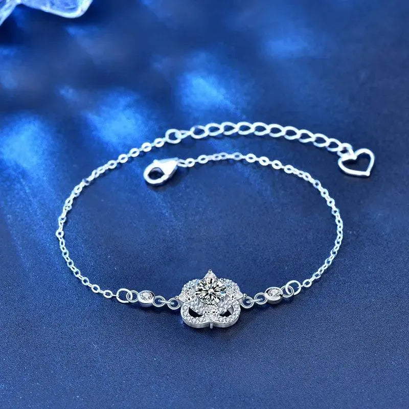 Four Leaf Clover Bracelet 925 Sterling Silver 0.5 Carat Moissanite Chain&lind Bracelets Women Anniversary Gift TETAEA