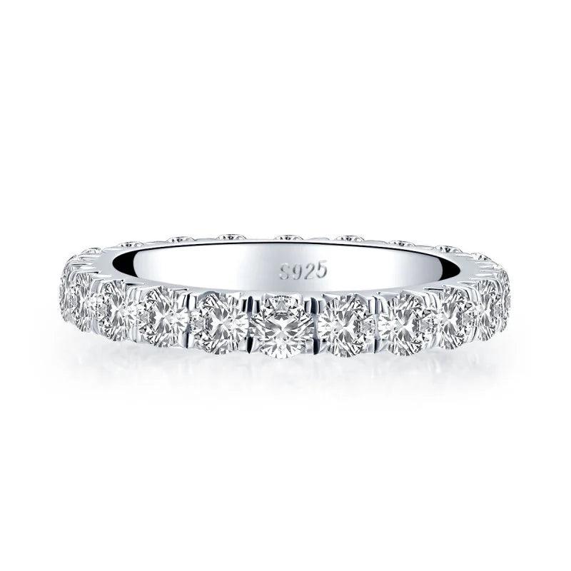 Luxury 925 Sterling Silver Complete Eternity Ring 3.0mm Round Cut Simulated