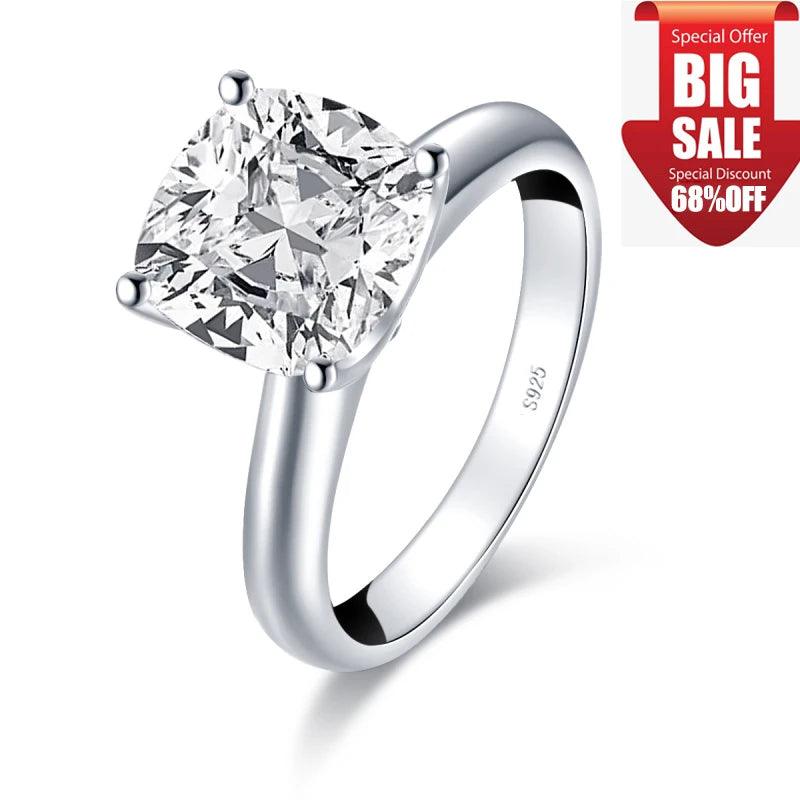 Fashion 3.0 CT Cushion Cut Solitaire Ring 925 Sterling Silver