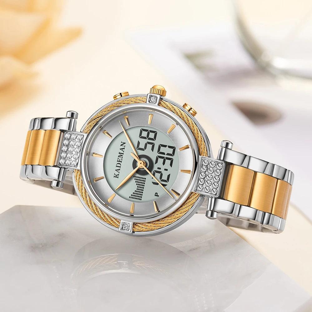 Exclusive Luxury Women's Stainless Steel LED Display Wrist Watch