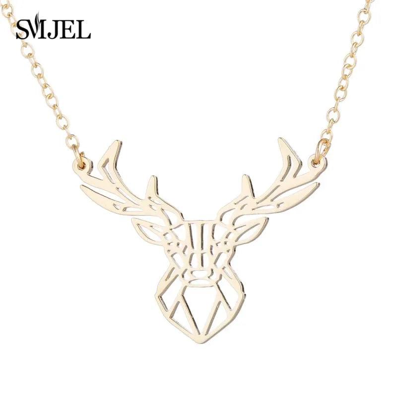 Women's Stainless Steel Geometric Elk Antlers Necklace